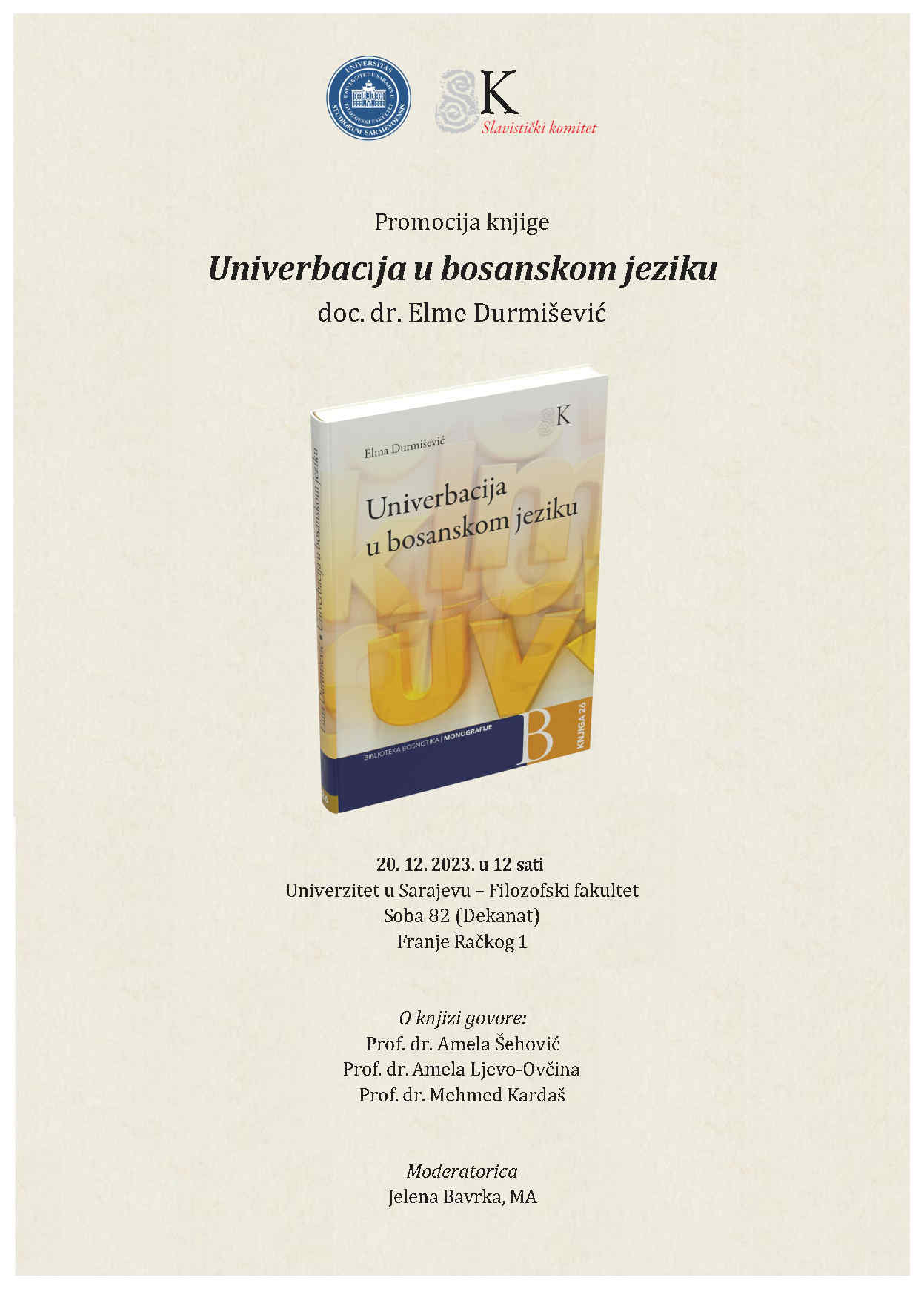 Promocija knjige “Univerbacija u bosanskom jeziku” doc. dr. Elme Durmišević