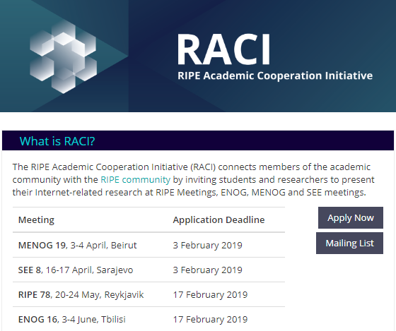 RIPE Academic Cooperation Initiative (RACI)