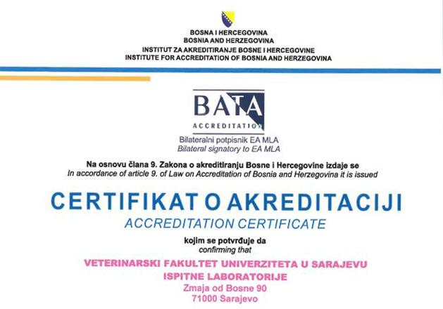 Akreditirane ispitne laboratorije Veterinarskog fakulteta Univerziteta u Sarajevu