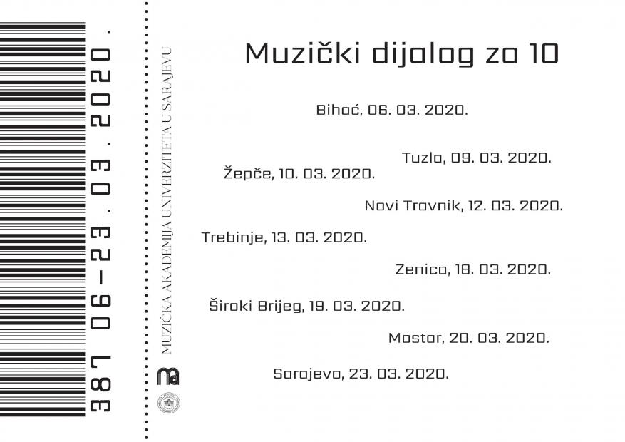 Koncertna sezona i Centar za muzičku edukaciju Muzičke akademije Univerziteta u Sarajevu sa ponosom najavljuju početak realizacije projekta „Muzički dijalog za 10”