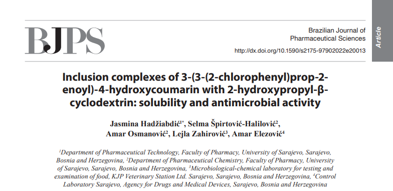 Projekat „Poboljšanje topivosti i biološke aktivnosti derivata 3-cinamoil-4-hidroksikumarina inkluzionom kompleksakcijom sa hidrofilnim derivatima β-ciklodekstrina“