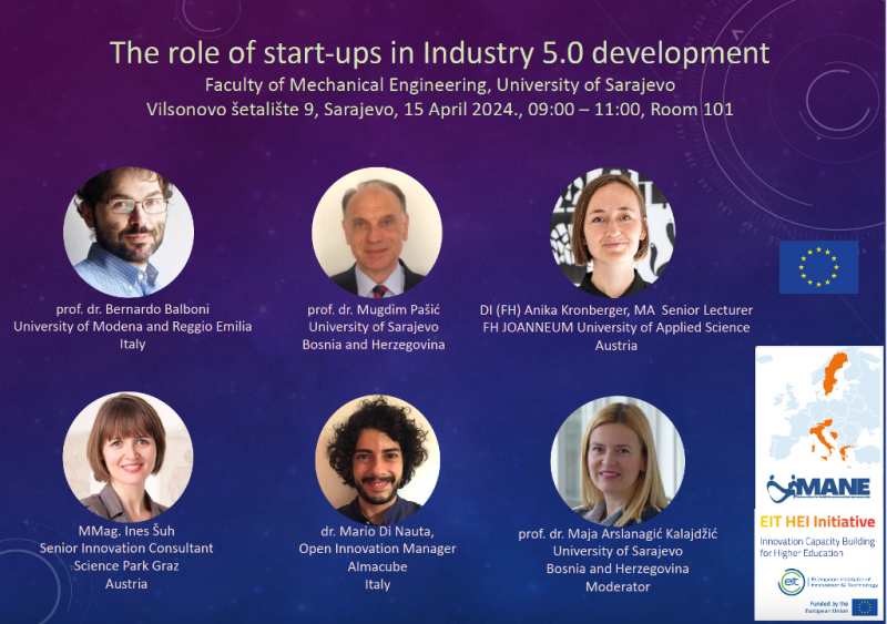 Odsjek za industrijsko inžinjerstvo i menadžment Mašinskog fakulteta Univerziteta u Sarajevu organizovao panel diskusiju "Uloga start-upova u razvoju Industrije 5.0"