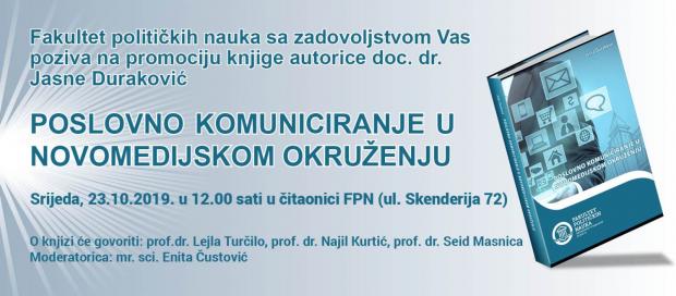 Promocija knjige doc. dr. Jasne Duraković „Poslovno komuniciranje u novomedijskom okruženju“
