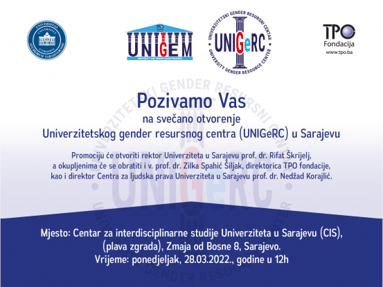 Svečano otvorenje Univerzitetskog gender resursnog centra (UNIGeRC) u Sarajevu