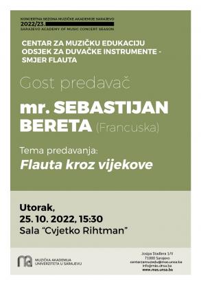 Predavanje flautiste mr. Sebastijana Berete