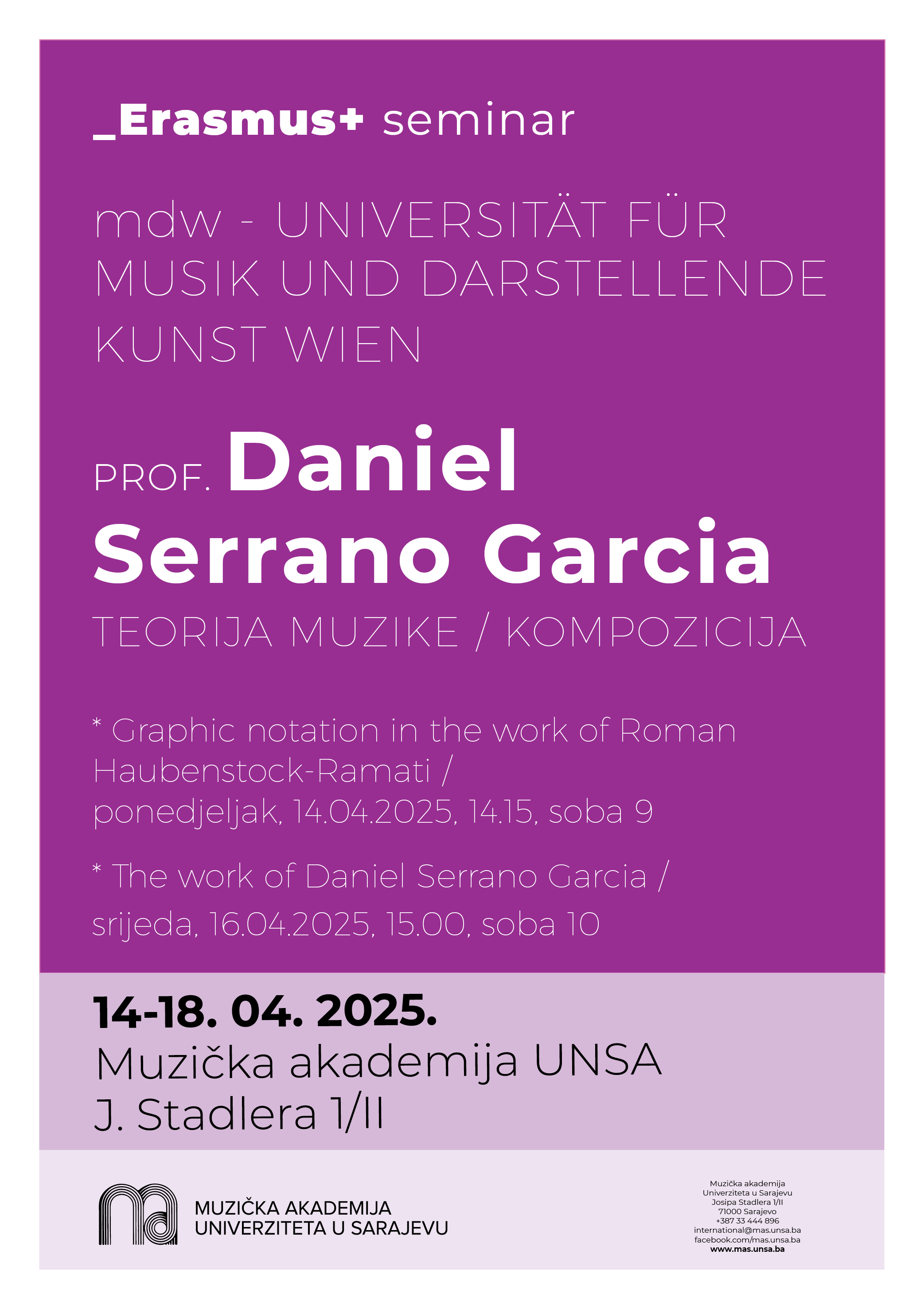 Profesor Daniel Serrano sa Univerziteta za muziku i izvedbene umjetnosti u Beču na Muzičkoj akademiji UNSA