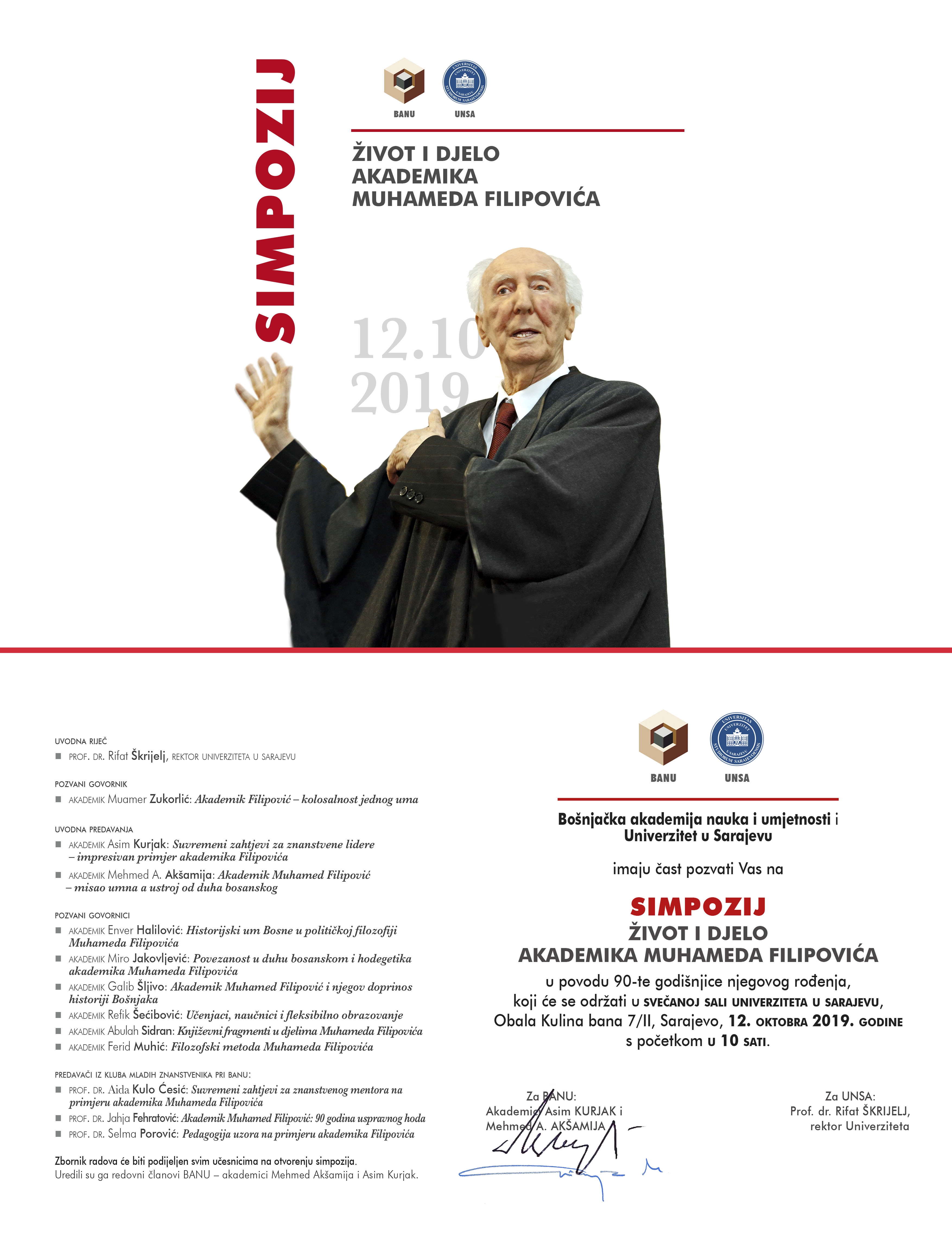 Simpozij „Život i djelo akademika Muhameda Filipovića“