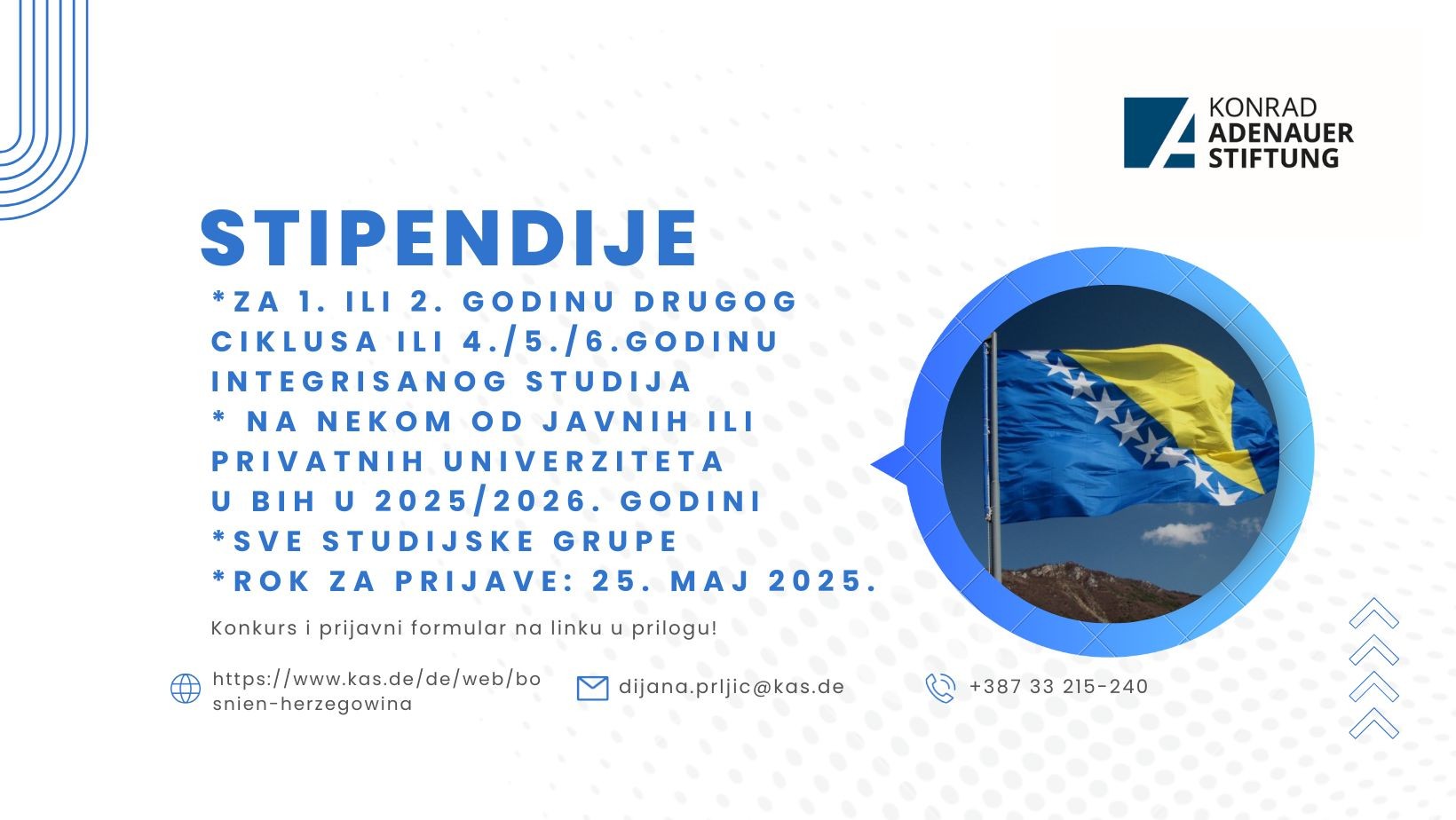 Fondacija Konrad Adenauer raspisala konkurs za stipendije za akademsku 2025/2026. godinu