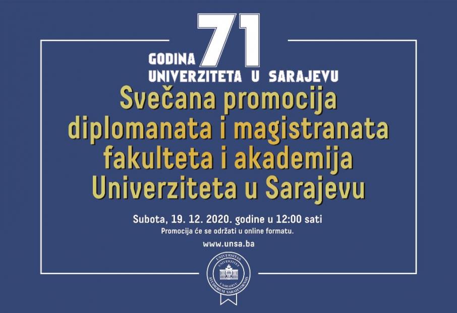 Univerzitet u Sarajevu u subotu promovira 5088 diplomanata i magistranata fakulteta i akademija UNSA