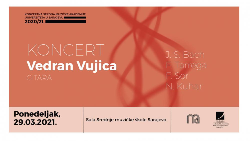 Koncertna sezona Muzičke akademije UNSA nastavlja aktivnost: online koncert gitariste Vedrana Vujice