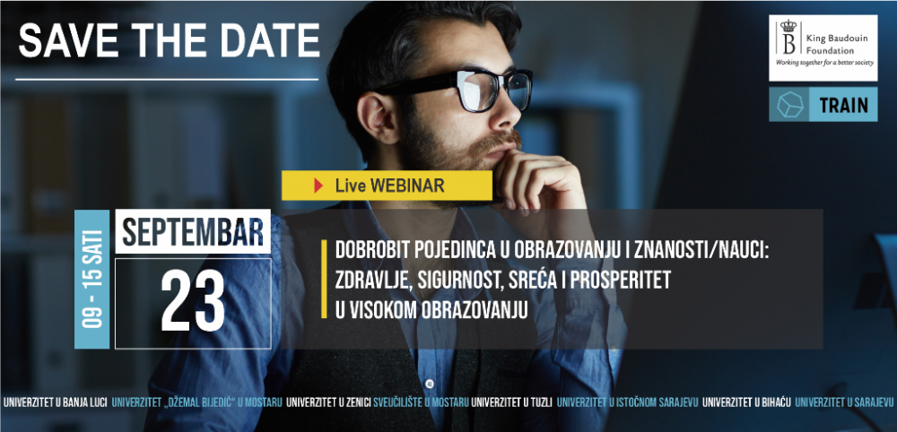 Najava webinara pod nazivom “Dobrobit pojedinca u obrazovanju i znanosti/nauci: zdravlje, sigurnost, sreća i prosperitet u visokom obrazovanju”