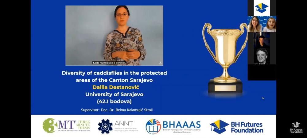 Dalila Destanović iz Instituta za genetičko inženjerstvo i biotehnologiju UNSA pobjednica ovogodišnjeg 3MT takmičenja za bh. studente Master i Bachelor studija