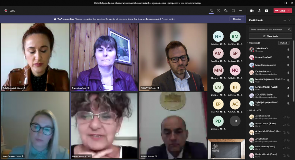 Održan webinar: „Dobrobit pojedinca u obrazovanju i znanosti/nauci: zdravlje, sigurnost, sreća i prosperitet u visokom obrazovanju”