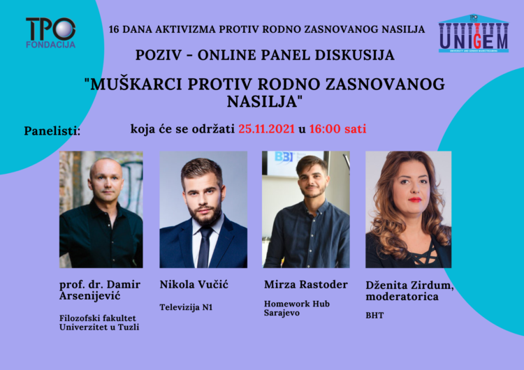 Online panel diskusija “Muškarci protiv rodno zasnovanog nasilja”