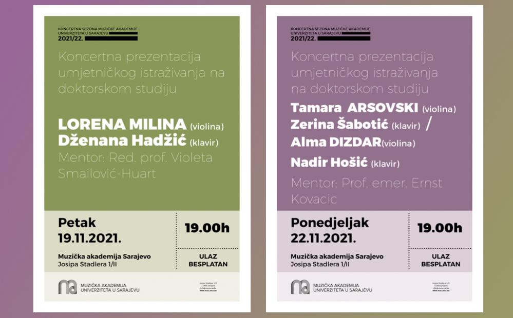 Koncerti doktorandica Muzičke akademije Univerziteta u Sarajevu 