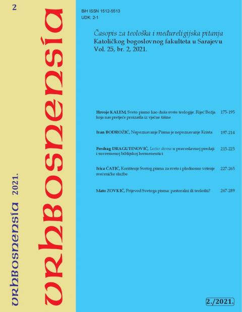 Novi broj znanstvenog časopisa Katoličkog bogoslovnog fakulteta Univerziteta u Sarajevu "Vrhbosnensia"