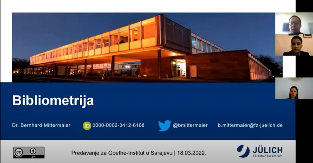 Goethe-Institut u BiH u saradnji sa Bibliotekom UNSA organizirao je predavanje na temu „Bibliometrija i uloga bibliotekara u visokoškolskim bibliotekama“