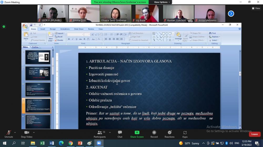 Održana prva sesija radionice „Vještina javnog nastupa“