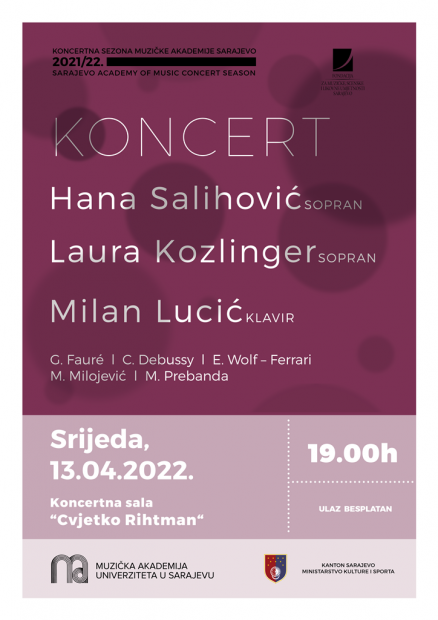 Koncert studentica Odsjeka za solo pjevanje Muzičke akademije UNSA