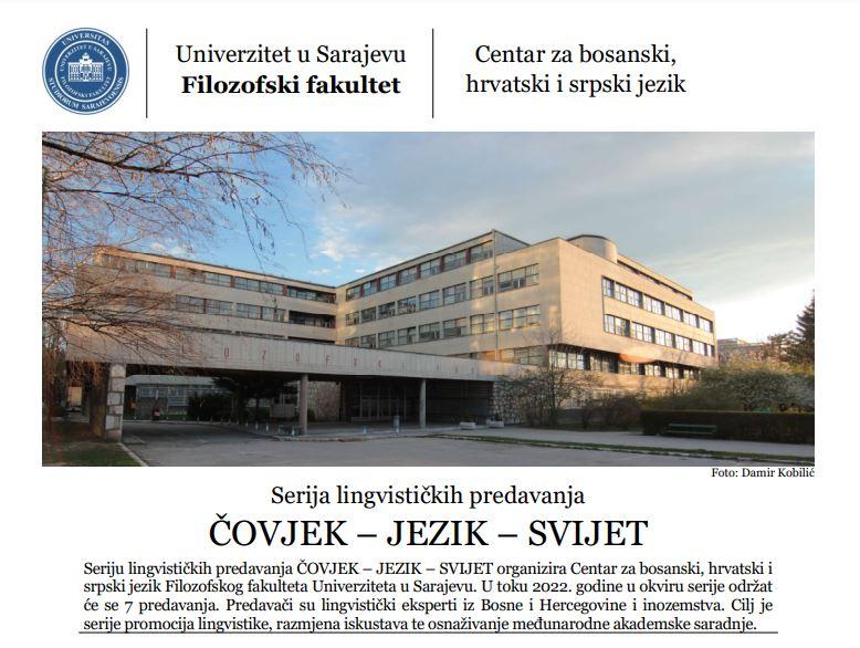 Obavijest o drugom predavanju u okviru serije Čovjek - jezik - svijet