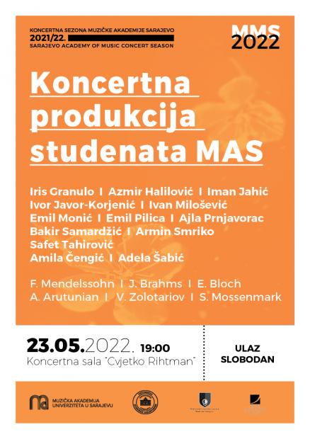 Tri koncerta studenata Muzičke akademije UNSA u sklopu Majskih muzičkih svečanosti