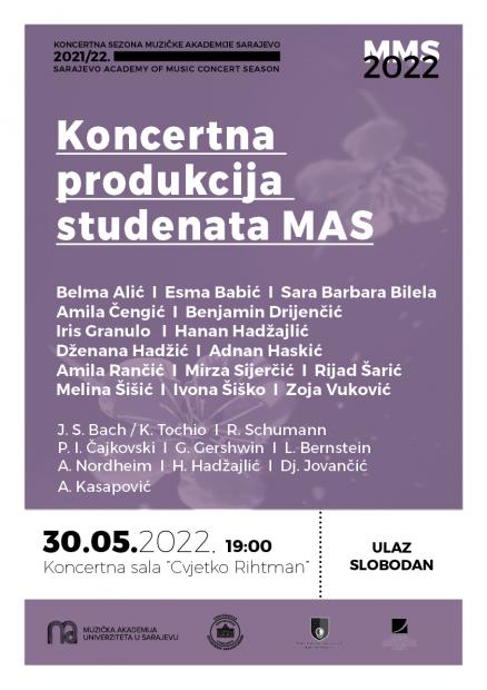 Koncert studenata Muzičke akademije UNSA pod okriljem Majskih muzičkih svečanosti