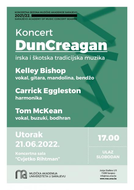 Ansambl DunCreagan na Muzičkoj akademiji Univerziteta u Sarajevu 