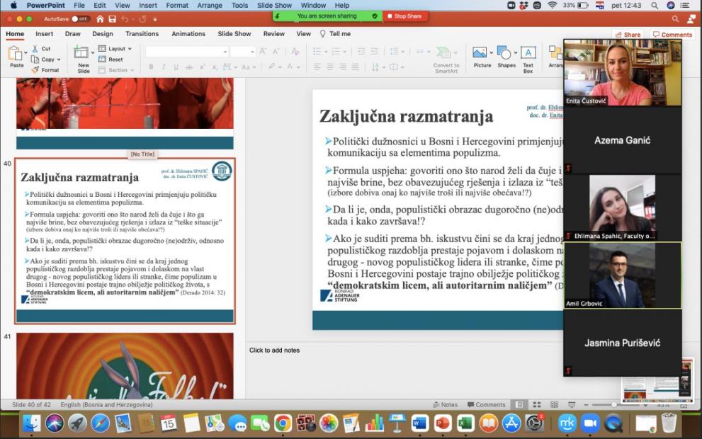 Realizirana V sesija projekta “Hajde da komuniciramo o politici” | Fondacija Konrad Adenauer u suradnji sa Fakultetom političkih nauka Univerziteta u Sarajevu