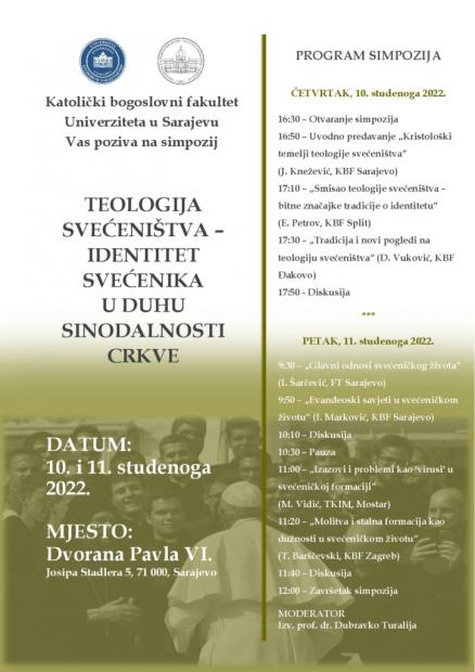 Simpozij: "Teologija svećeništva - identitet svećenika u duhu sinodalnosti crkve"