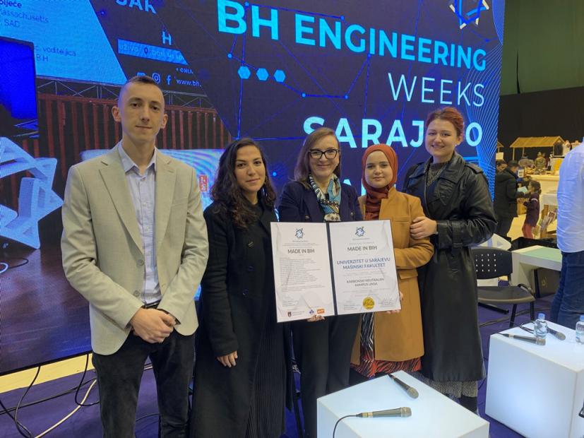 Studenti i zaposlenici Mašinskog fakulteta UNSA osvojili nagradu za najbolji inženjerski projekat u oblasti Održivi razvoj/energetika, voda, bioresursi na ovogodišnjoj BH sedmici inžinjerstva