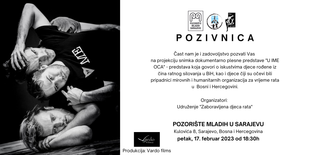 Projekcija snimka dokumentarno-plesne predstave "U IME OCA"