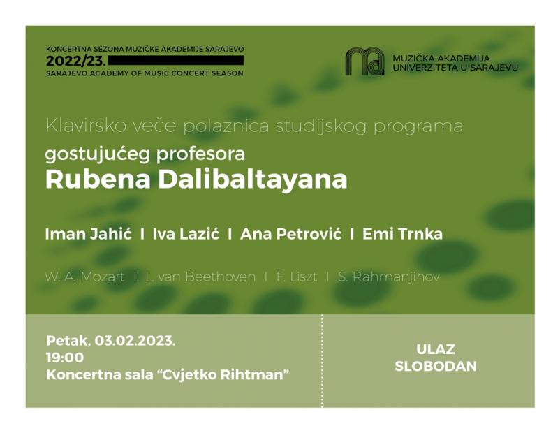 Klavirsko veče polaznica studijskog programa prof. Rubena Dalibaltayana