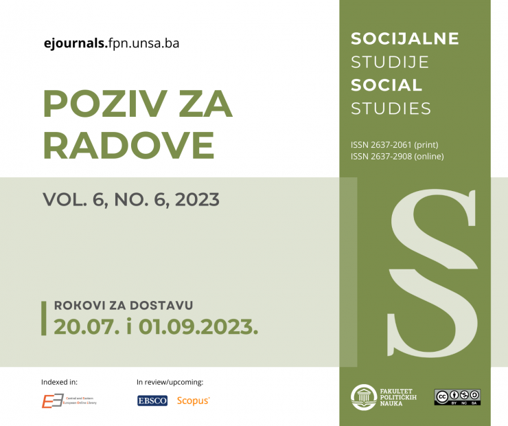 Poziv za dostavljanje radova za časopis "Socijalne studije"