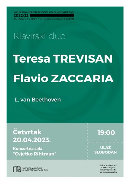 Klavirski duo Trevisan & Zaccaria na Muzičkoj akademiji UNSA