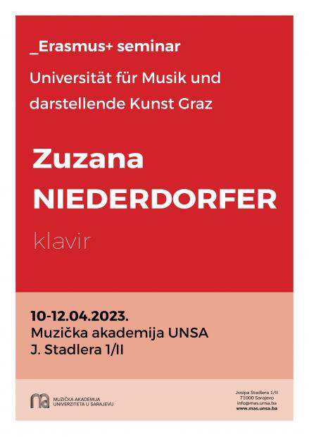 Zuzana Niederdorfer sa Universität für Musik und darstellende Kunst Graz na Muzičkoj akademiji UNSA