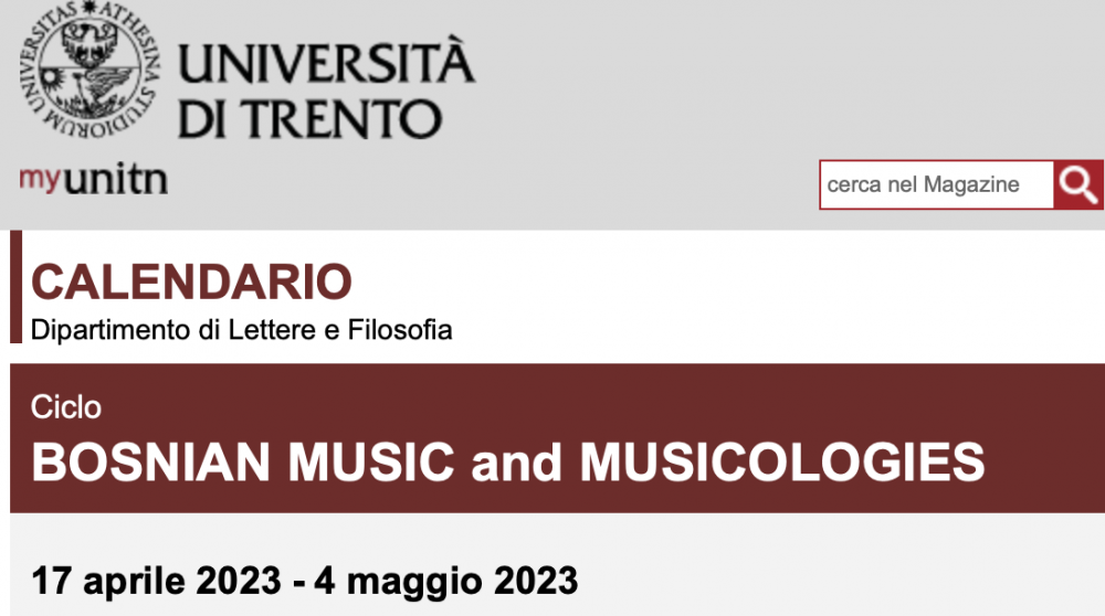 Ciklus predavanja “Bosanskohercegovačka muzika i muzikologija” na Univerzitetu u Trentu (Italija)