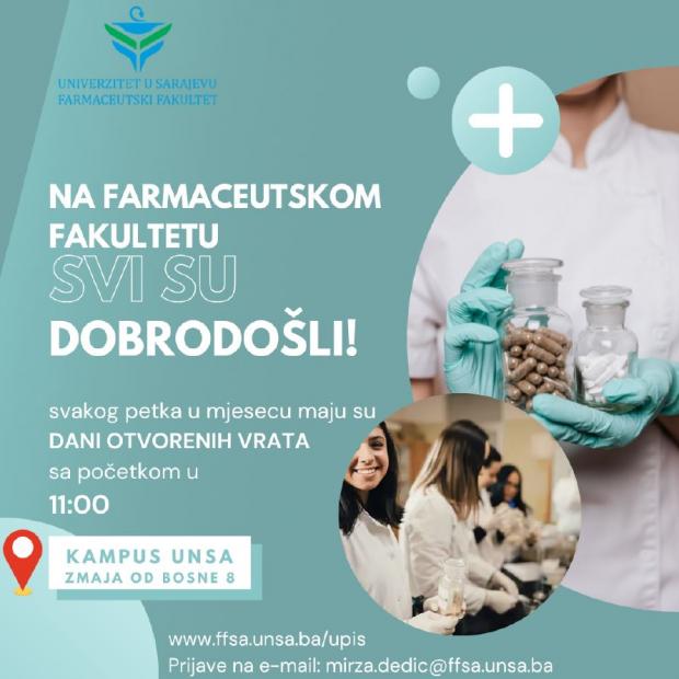 Dani otvorenih vrata na Farmaceutskom fakultetu UNSA svakog petka u maju!