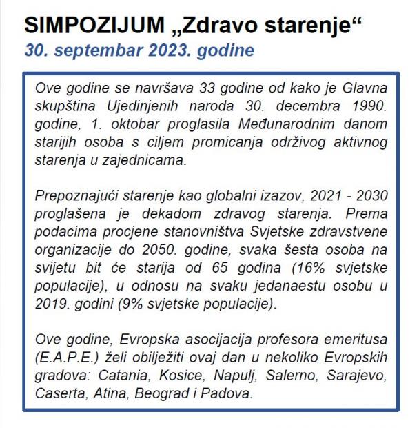 SIMPOZIJUM „Zdravo starenje“