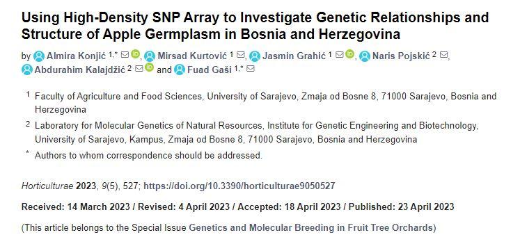 Objavljen prvi rad sa područja Jugoistočne Evrope i oblasti genomike i DNK markera visoke rezulucije na višegodišnjim kulturama
