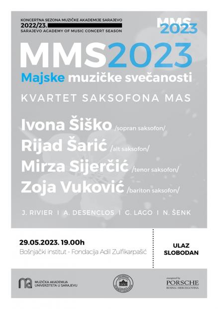 Koncert Kvarteta saksofona MAS u sklopu Majskih muzičkih svečanosti
