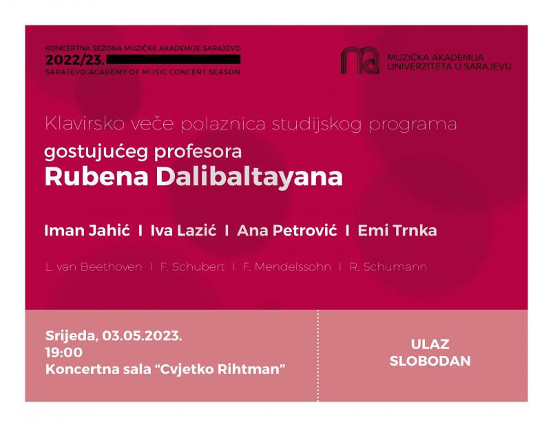 Koncert polaznica studijskog programa prof. Rubena Dalibaltayana