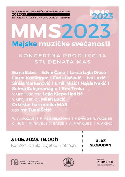 Koncert studenata Muzičke akademije UNSA u okviru Majskih muzičkih svečanosti
