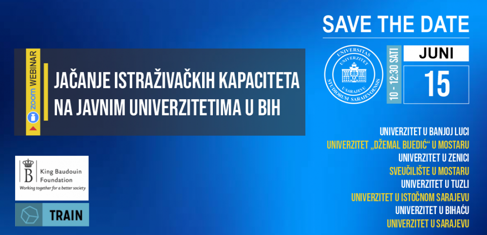 TRAIN BiH Webinar „Jačanje istraživačkih kapaciteta na javnim univerzitetima u BiH“