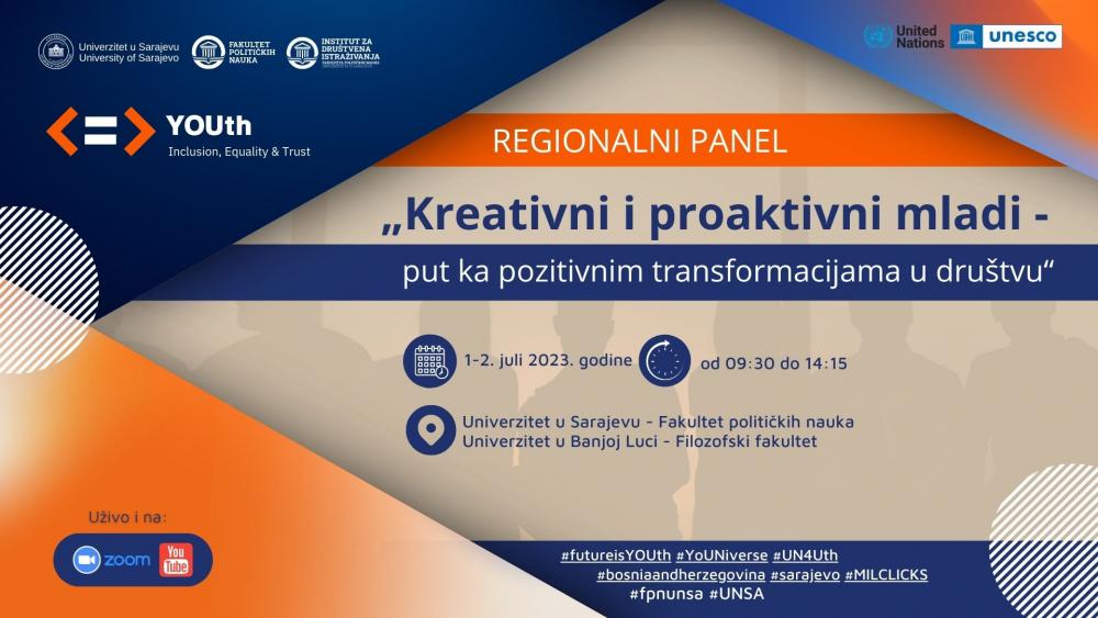 Poziv na Regionalni panel „Kreativni i proaktivni mladi – put ka pozitivnim transformacijama u društvu“