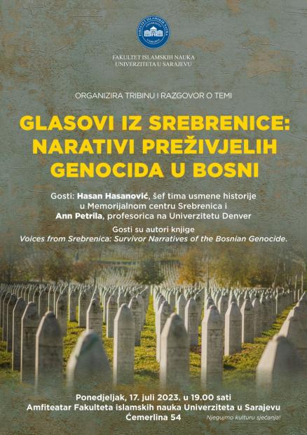 Tribina i razgovor o temi | Glasovi iz Srebrenice: Narativi preživjelih genocida u Bosni