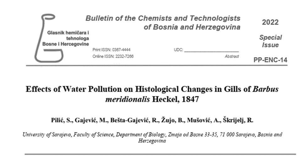 Projekat „Primjena indikatora u procjeni stanja vodotoka Kantona Sarajevo i bioremedijacija kao perspektivno rješenje zaštite”