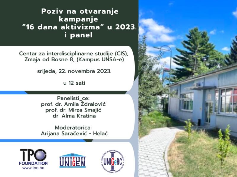 Poziv na otvaranje kampanje “16 dana aktivizma” u 2023. i panel