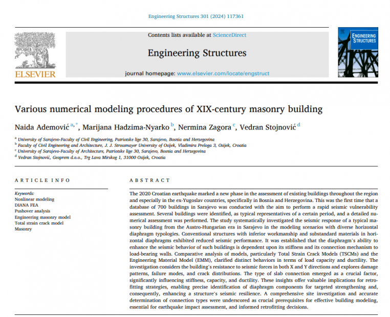 Uspješno finaliziran projekat "Razvoj metodologije za smanjenje rizika od zemljotresa s ciljem sprječavanja i ublažavanja zaraznih bolesti izazvanih tokom pandemije COVID-19 unutar urbanog područja Kantona Sarajevo"
