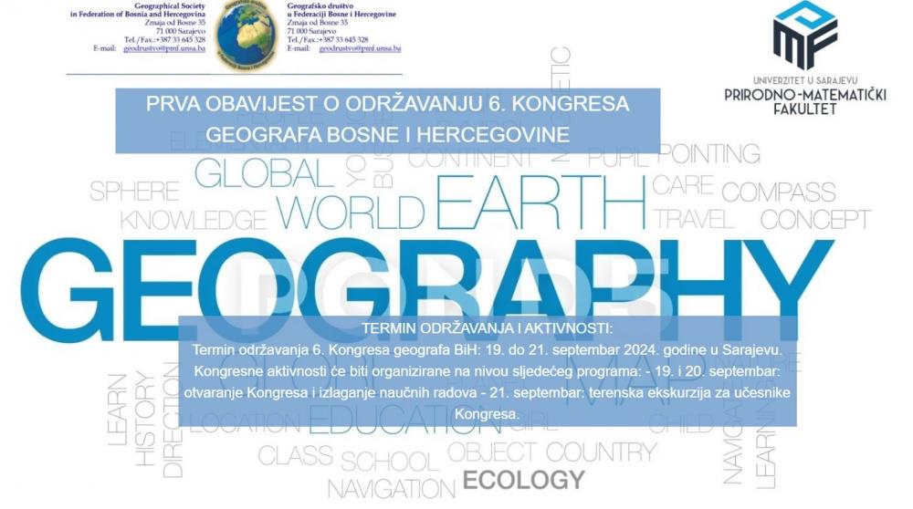 Poziv | 6. kongres geografa Bosne i Hercegovine