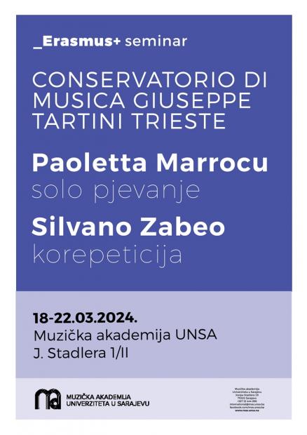 Profesori Paoletta Marrocu i Silvano Zabeo sa Conservatorio di Musica "Giuseppe Tartini" iz Trsta na MAS UNSA